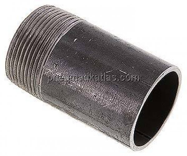 Anschweißnippel R 1-1/2"-80mm-48,3mm, ST 37, Stahl schwarz
