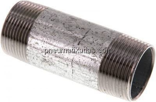 Rohrdoppelnippel R 1-1/4"-100mm, Stahlrohr ST 37 verzinkt