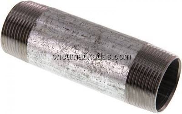 Rohrdoppelnippel R 1-1/4"-120mm, Stahlrohr ST 37 verzinkt