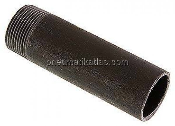 Anschweißnippel R 1-1/4"-130mm-42,4mm, ST 37, Stahl schwarz