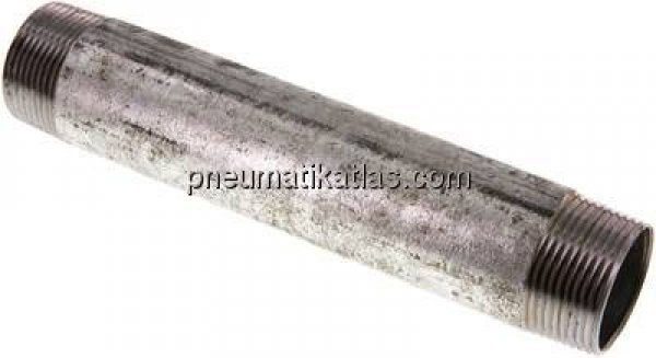 Rohrdoppelnippel R 1-1/4"-200mm, Stahlrohr ST 37 verzinkt