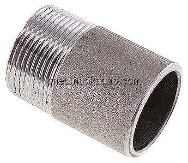 Anschweißnippel R 1-1/4"-60mm-42,4mm, ST 37, Stahl schwarz