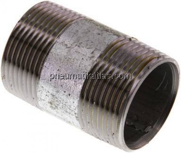 Rohrdoppelnippel R 1-1/4"-60mm, Stahlrohr ST 37 verzinkt