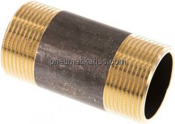 Rohrdoppelnippel G 1-1/4"-80mm, Messing