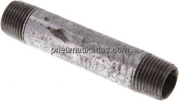 Rohrdoppelnippel R 1/2"-100mm, Stahlrohr ST 37 verzinkt