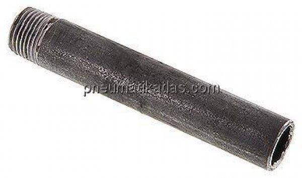 Anschweißnippel R 1/2"-120mm-21,3mm, ST 37, Stahl schwarz