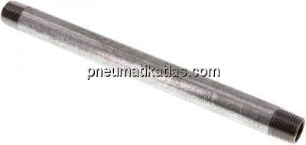 Rohrdoppelnippel R 1/2"-250mm, Stahlrohr ST 37 verzinkt