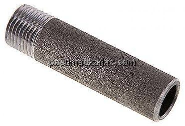 Anschweißnippel R 1/2"-80mm-21,3mm, ST 37, Stahl schwarz