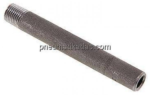 Anschweißnippel R 1/4"-100mm-13,5mm, ST 37, Stahl schwarz