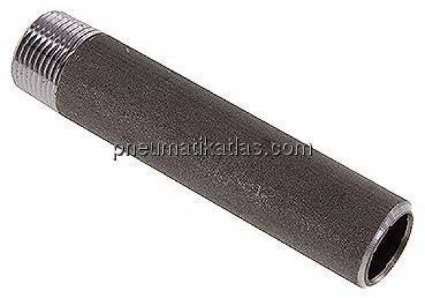 Anschweißnippel R 3/4"-120mm-26,9mm, ST 37, Stahl schwarz