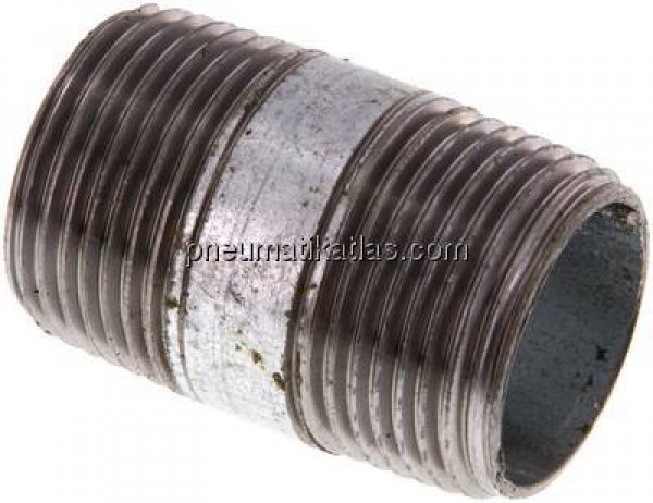 Rohrdoppelnippel R 3/4"-40mm, Stahlrohr ST 37 verzinkt