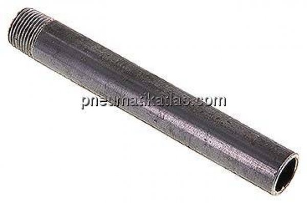 Anschweißnippel R 3/8"-120mm-17,2mm, ST 37, Stahl schwarz