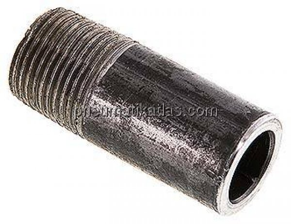 Anschweißnippel R 3/8"-40mm-17,2mm, ST 37, Stahl schwarz