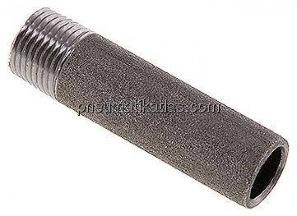 Anschweißnippel R 3/8"-60mm-17,2mm, ST 37, Stahl schwarz