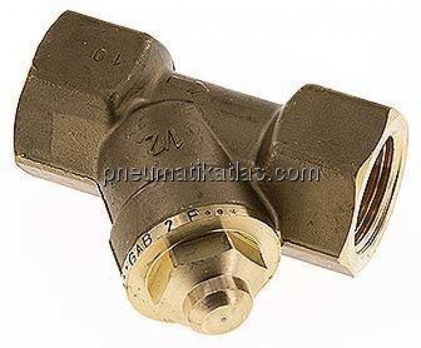 Schrägsitz-Rückschlagventil, Rp 1/2", PN 10 / FKM-Dichtung, Messing