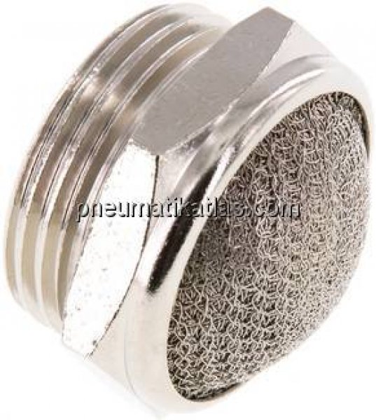 Schalldämpfer G 1", Drahtgewebe, Messing vernickelt