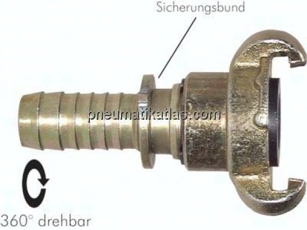 Kompressorkupplung 25 (1") mm Schlauch, drehbar, S-Bund