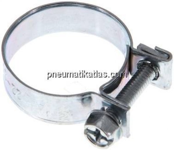 9mm Mini-Schlauchschelle, 22 - 24mm, Stahl verzinkt (W1)