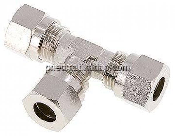 T-Schneidringverschraubung 10 L (M16x1,5), Messing vernickelt