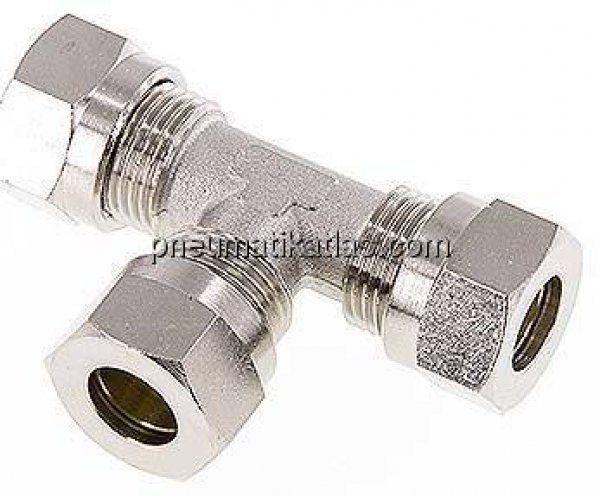 T-Schneidringverschraubung 12 L (M18x1,5), Messing vernickelt