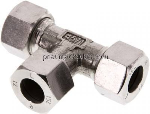 T-Schneidringverschraubung 15 L (M22x1,5), 1.4571