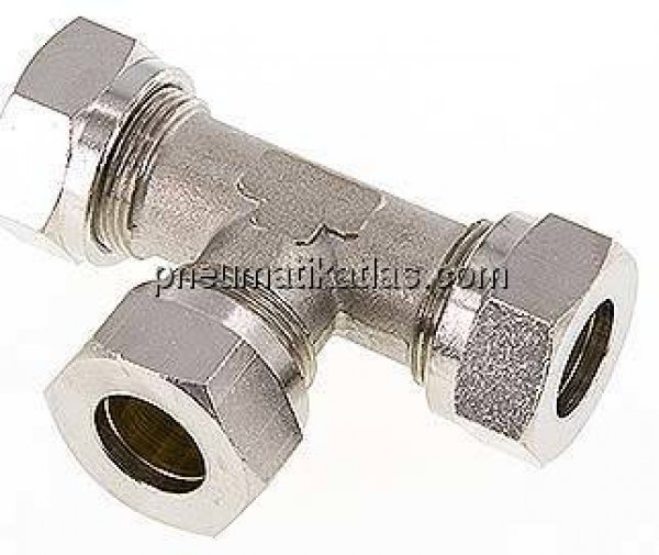 T-Schneidringverschraubung 18 L (M26x1,5), Messing vernickelt