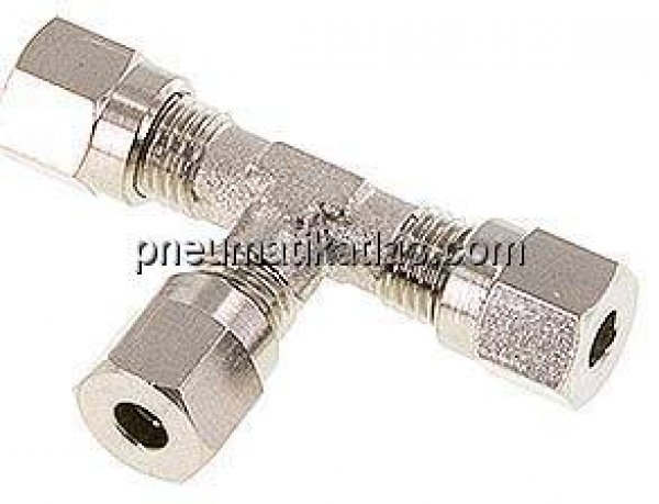 T-Schneidringverschraubung 4 LL (M8x1), Messing vernickelt