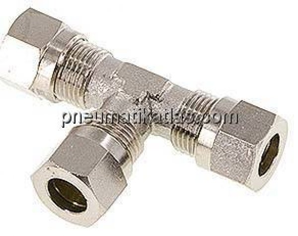 T-Schneidringverschraubung 8 LL (M12x1), Messing vernickelt