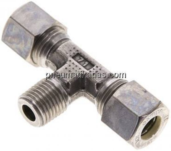 T-Schneidringverschraubung M 14x1,5 (konisch)-10 L (M16x1,5), Klemmring 1.4571 (NC)