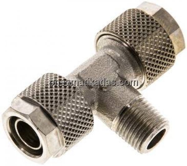 T-Verschraubung R 1/8"-10x8mm, Messing vernickelt