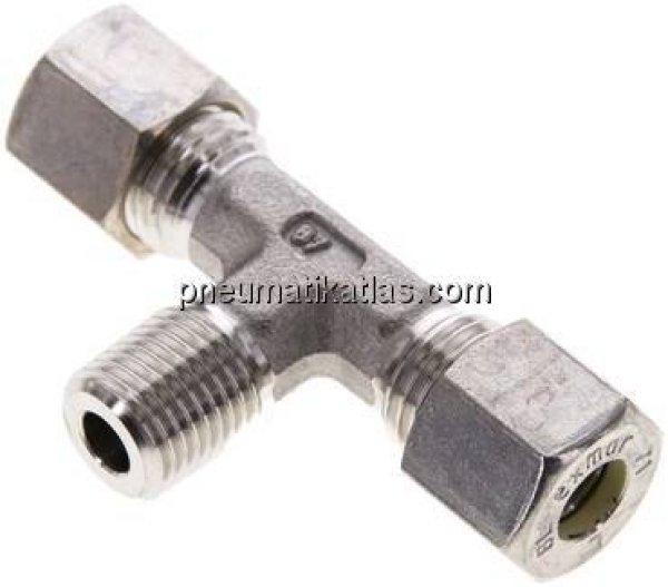 T-Schneidringverschraubung R 1/4"-8 L (M14x1,5), Klemmring 1.4571 (NC)