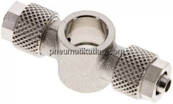 Verschraubung, T-Ringstück G 1/8"-6x4mm, Messing vernickelt