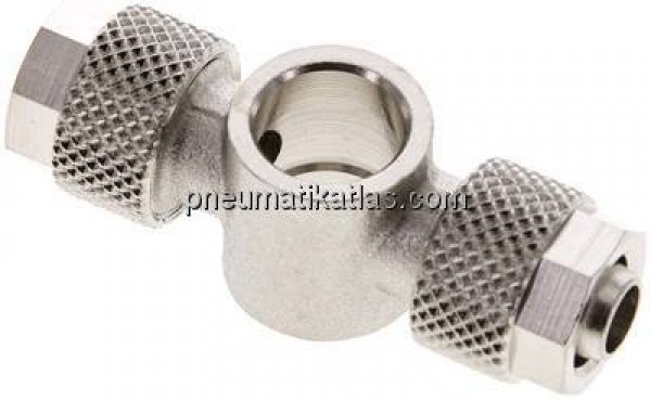 Verschraubung, T-Ringstück G 1/8"-8x6mm, Messing vernickelt