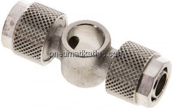 Verschraubung, T-Ringstück G 1/8"-10x8mm, Messing vernickelt