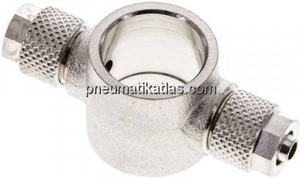 Verschraubung, T-Ringstück G 3/8"-6x4mm, Messing vernickelt