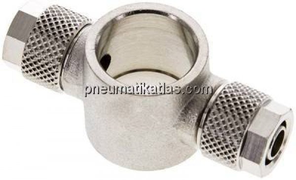 Verschraubung, T-Ringstück G 3/8"-8x6mm, Messing vernickelt