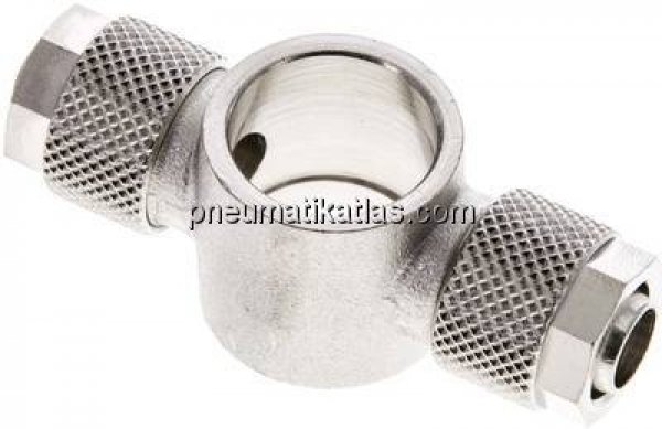 Verschraubung, T-Ringstück G 3/8"-10x8mm, Messing vernickelt