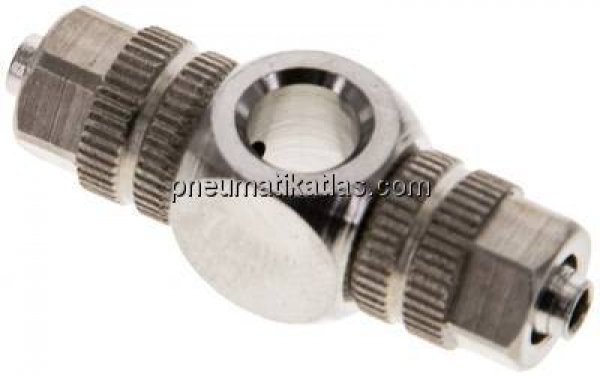 Verschraubung, T-Ringstück M 5-4,3x3mm, Messing vernickelt