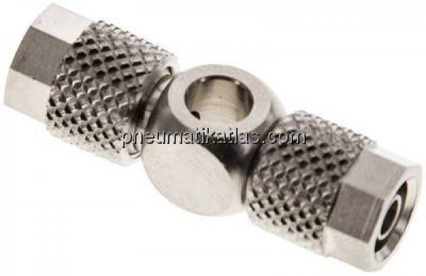 Verschraubung, T-Ringstück M 5-6x4mm, Messing vernickelt