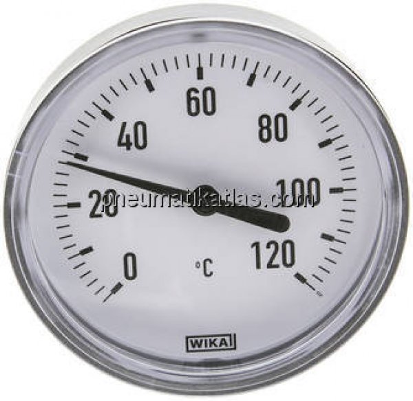 Bimetallthermometer, waagerecht D80/0 bis +120°C/60mm