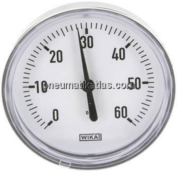 Bimetallthermometer, waagerecht D80/0 bis +60°C/60mm