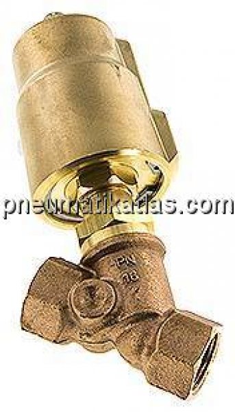 Schrägsitzventil Messing, G 3/4", geschlossen, Spindelabdichtung aus PTFE