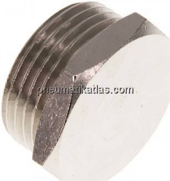 Verschlussstopfen Außenskt. G 1", Messing vernickelt