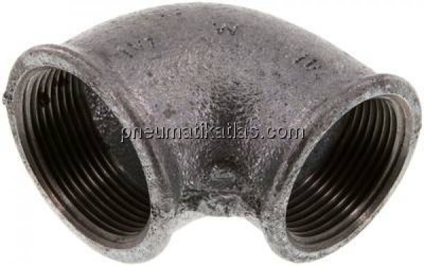 90°-Winkel Rp 1-1/2"-Rp 1-1/4", Temperguss verzinkt