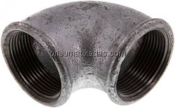 90°-Winkel Rp 1-1/2"-Rp 1-1/2", Temperguss verzinkt