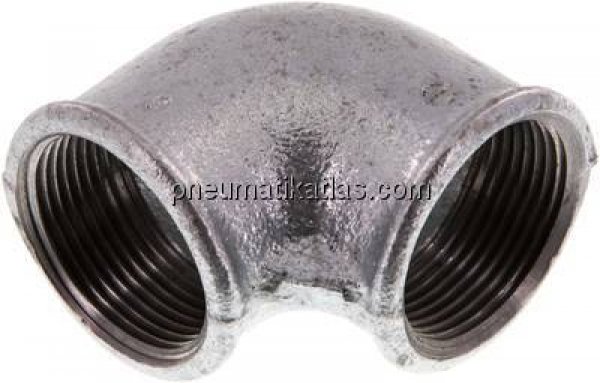 90°-Winkel Rp 1-1/4"-Rp 1-1/4", Temperguss verzinkt