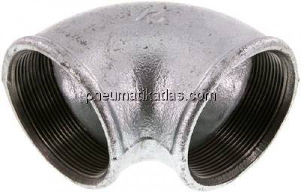 90°-Winkel Rp 2-1/2"-Rp 2-1/2", Temperguss verzinkt