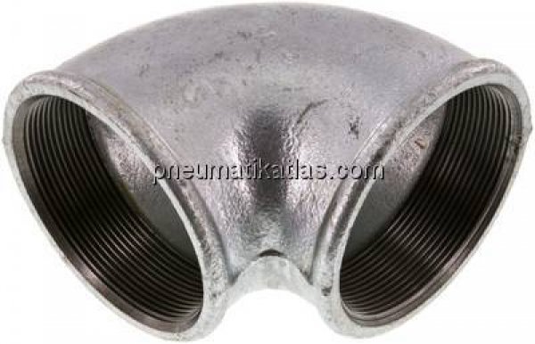 90°-Winkel Rp 3"-Rp 3", Temperguss verzinkt