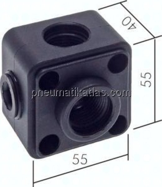 Wanddose (Verteiler) 2 x G 1/2"(+3 x G 1/2"), Kunststoff