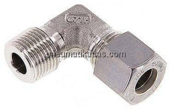 Winkel-Schneidringverschraub. R 3/8"-10 L (M16x1,5), Klemmring 1.4571 (NC)